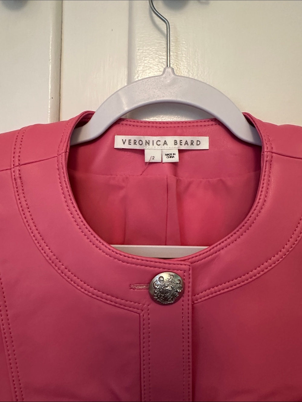 LIKE NEW Veronica Beard Leather Pink Structured Jacket - Picture 2 of 6